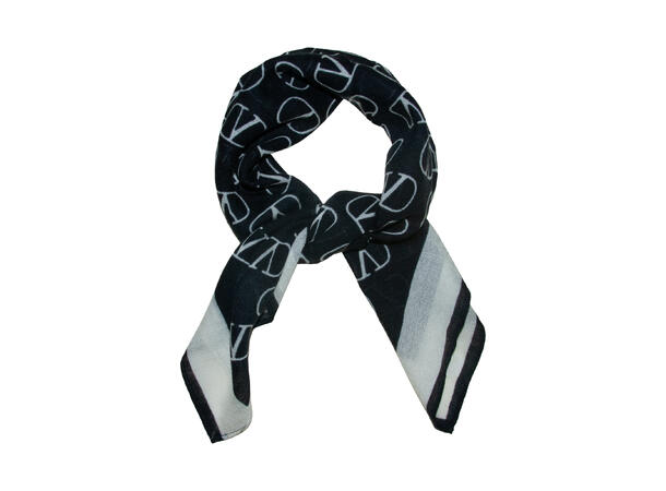 Skjerf mønstert Ull 70x70 sort 