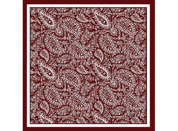 Skjerf paisley SILKE 70x70 vinrød 