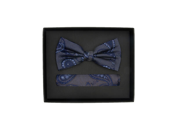 Sløyfe m/lommetørkle paisley blå 