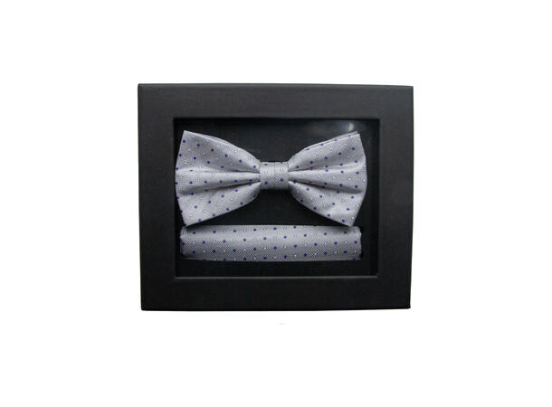 Sløyfe m/lommetørkle prikket grå 