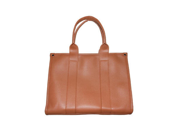 Veske m/bred skulderrem* m/sølv tilbehør cognac 