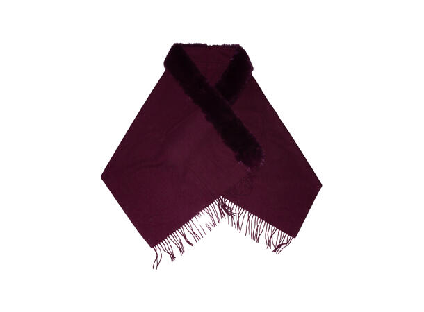 Dame skjerf 65x180cm m/fake fur vinrød Høst26 