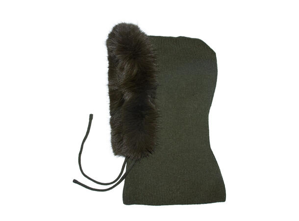 Lue m/hoodie og pels kant grønn Høst26 