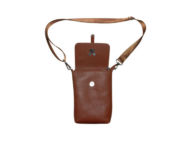 Mobilveske enkel m/small skulderrem cognac 
