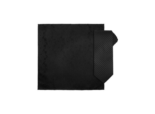 Santi silkeslips+lommetørkle mønstret sett hengende grå/sort 