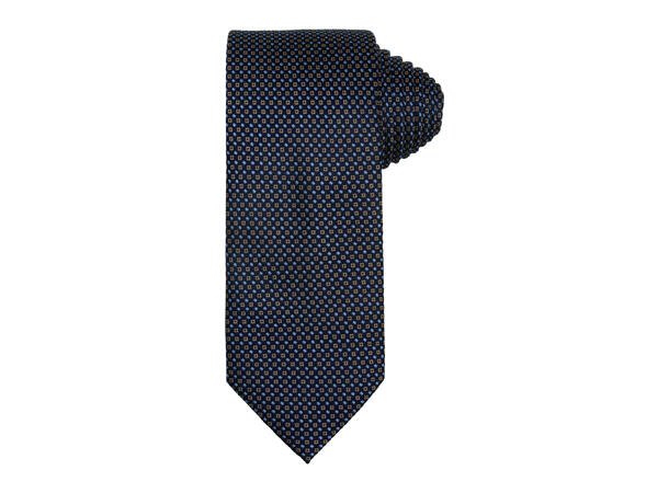 Santi silkeslips+lommetørkle mønstret sett hengende blå 