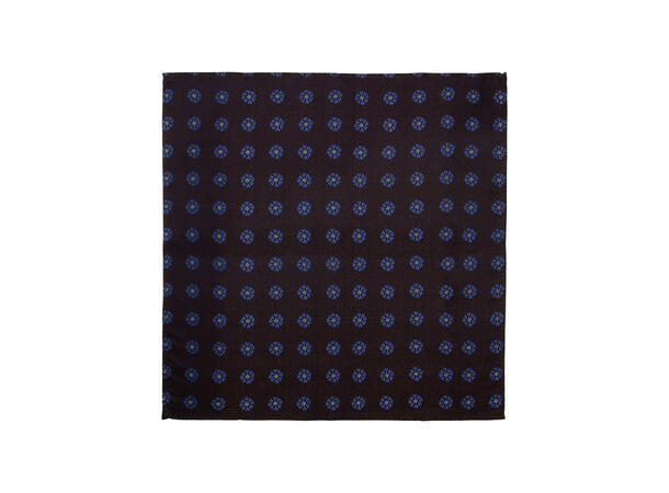 Santi silkeslips+lommetørkle mønstret sett hengende brun 