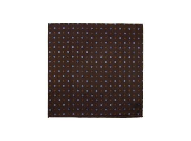 Santi silkeslips+lommetørkle mønstret sett hengende brun 