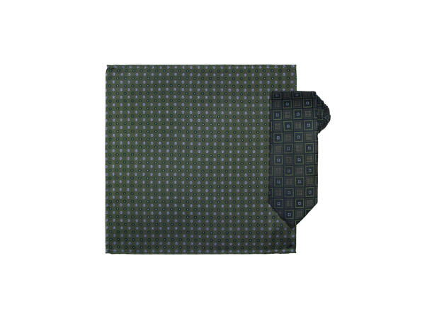 Santi silkeslips+lommetørkle mønstret sett hengende grønn 