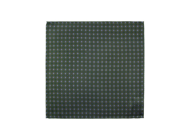 Santi silkeslips+lommetørkle mønstret sett hengende grønn 