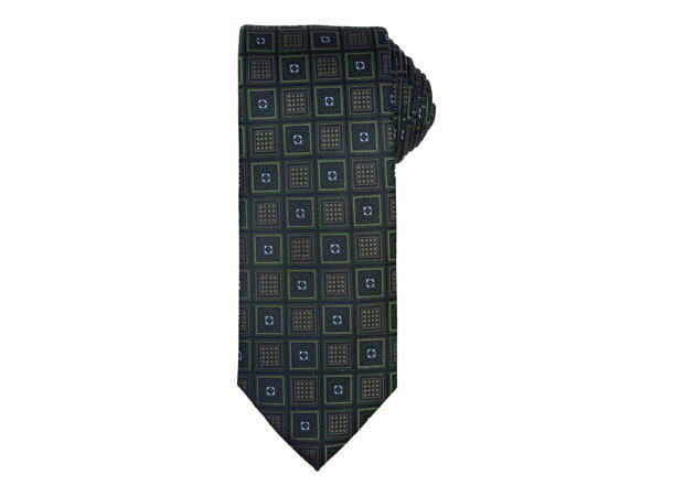 Santi silkeslips+lommetørkle mønstret sett hengende grønn 