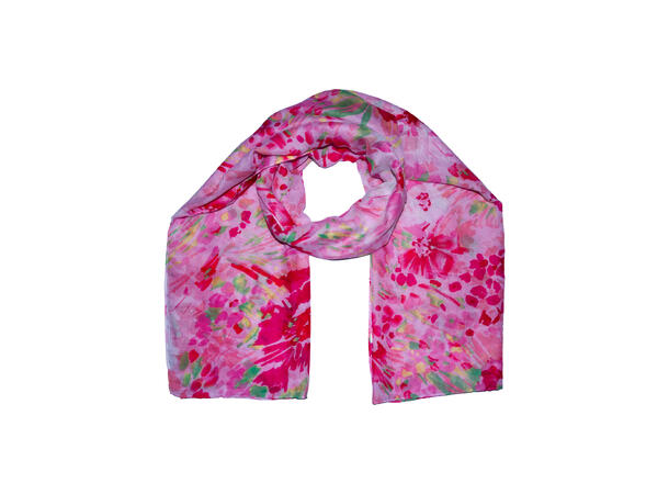 Skjerf m/blomster 90x180 rosa 