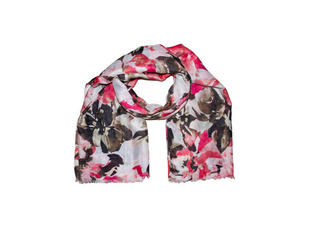 Skjerf m/blomster 90x180 vinrød 