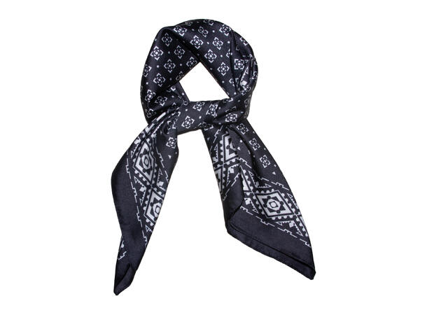 Skjerf m/mønster 70x70 sort 