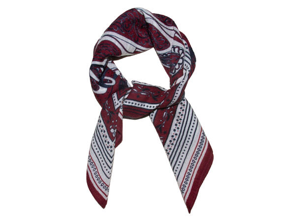 Skjerf mønstert Ull 70x70 vinrød 