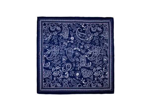Skjerf paisley 70x70 blå 