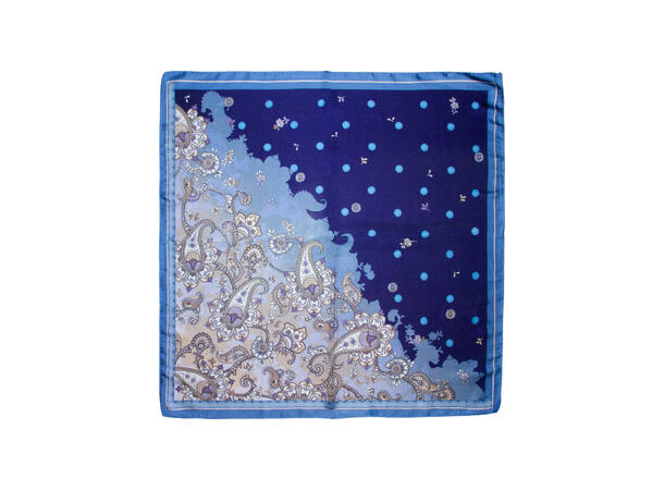 Skjerf paisley & prikker 70x70 blå* 