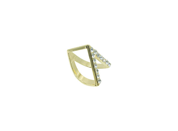 Skjerf ring "V strass" gull 