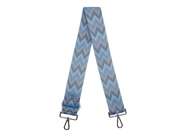 Skulderrem til veske "zig zag" 5cm m/sølv tilbehør lys blå 