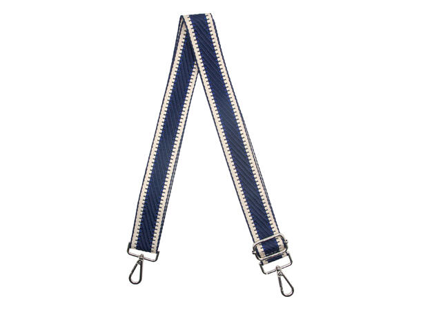 Skulderrem til veske m/kant navy (m/ sølv tilbehør) 