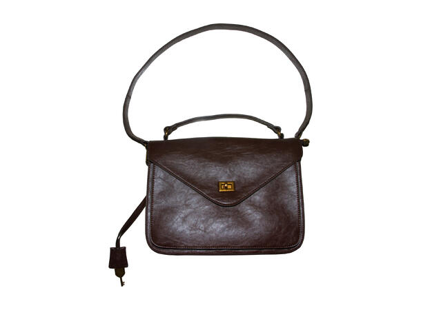 Veske m/hank skinn-look brun AW26 