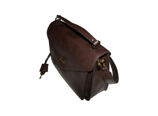 Veske m/hank skinn-look brun Høst 26 