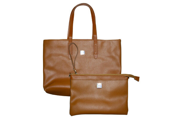 Veske stor "2 i en" cognac m/butterfly logo 