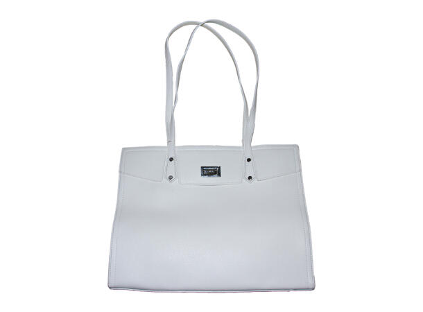 Veske stor m/lås front hvit (sølv tilbehør) 