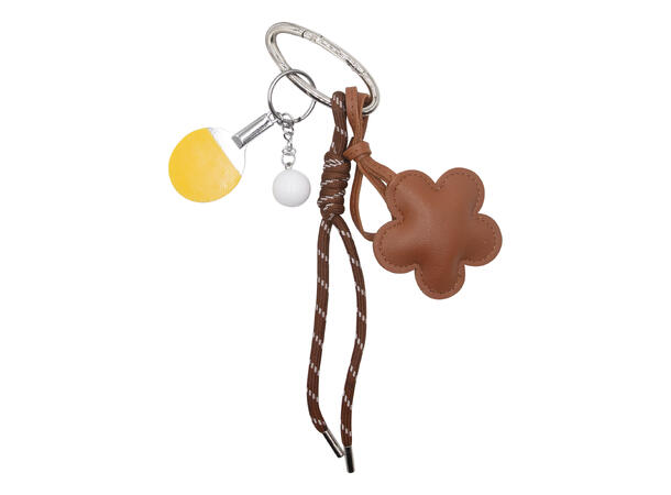 Veskepynt & Nøkkelring femkløver sølv trimmings cognac 